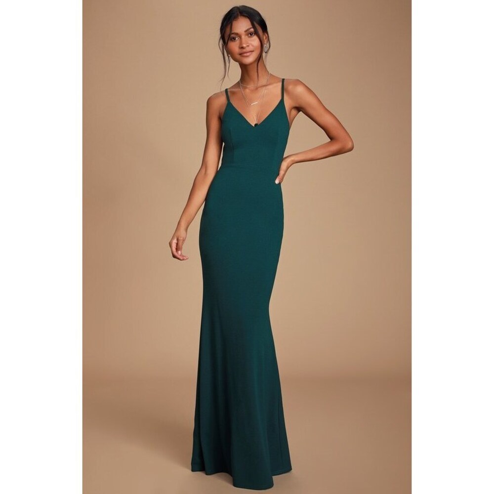 Moments Of Bliss Forest Green Backless Mermaid Maxi Dress 👗 Small